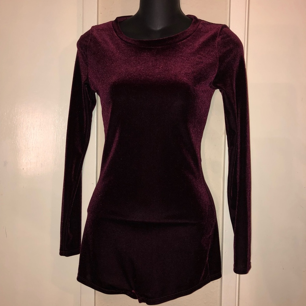 Burgundy/Red wine Suede Romper